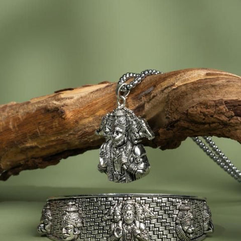 5-Mukhi Hanuman Kada with 5-Munjai Hanumna Pendant with Chain