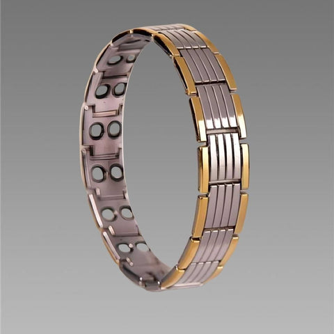 Ultra Strength Magnetic Therapy Bio Bracelet for Boys & Men (Silver & Gold)